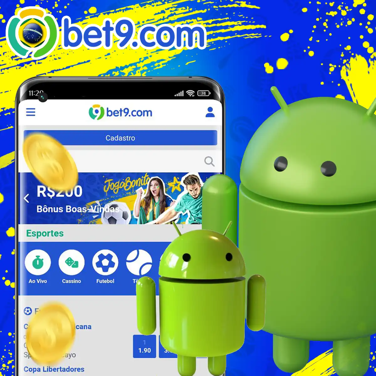 Aplicativo da plataforma Bet9 para Android