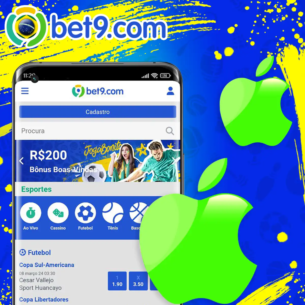 Aplicativo da plataforma Bet9 para iOS