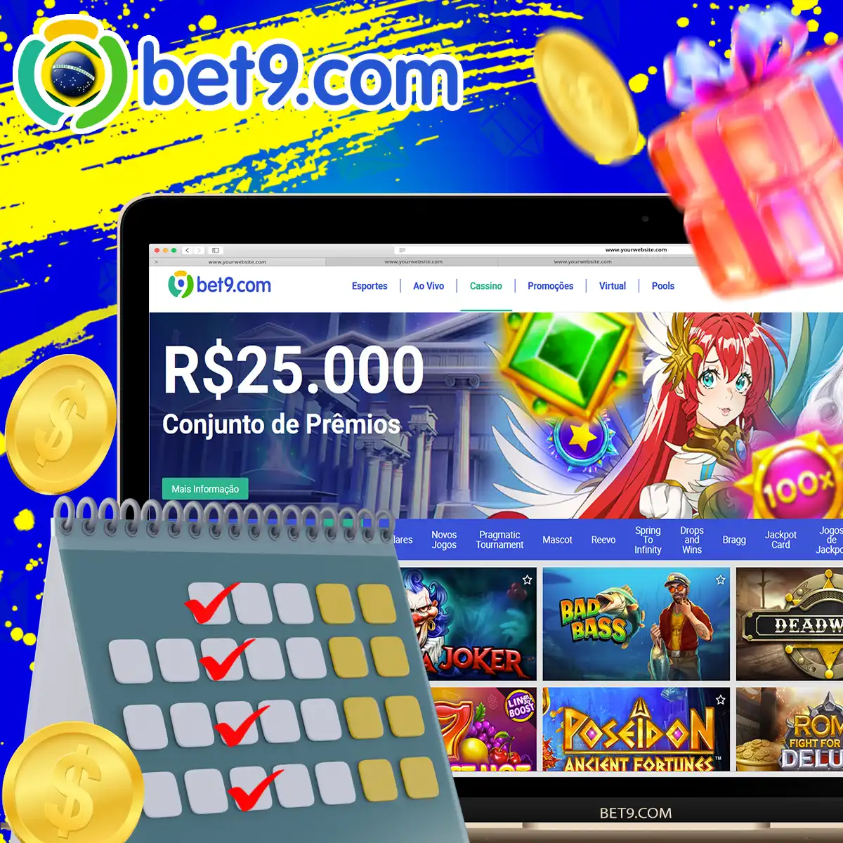 Bônus adicionais no Bet9 no Brasil.