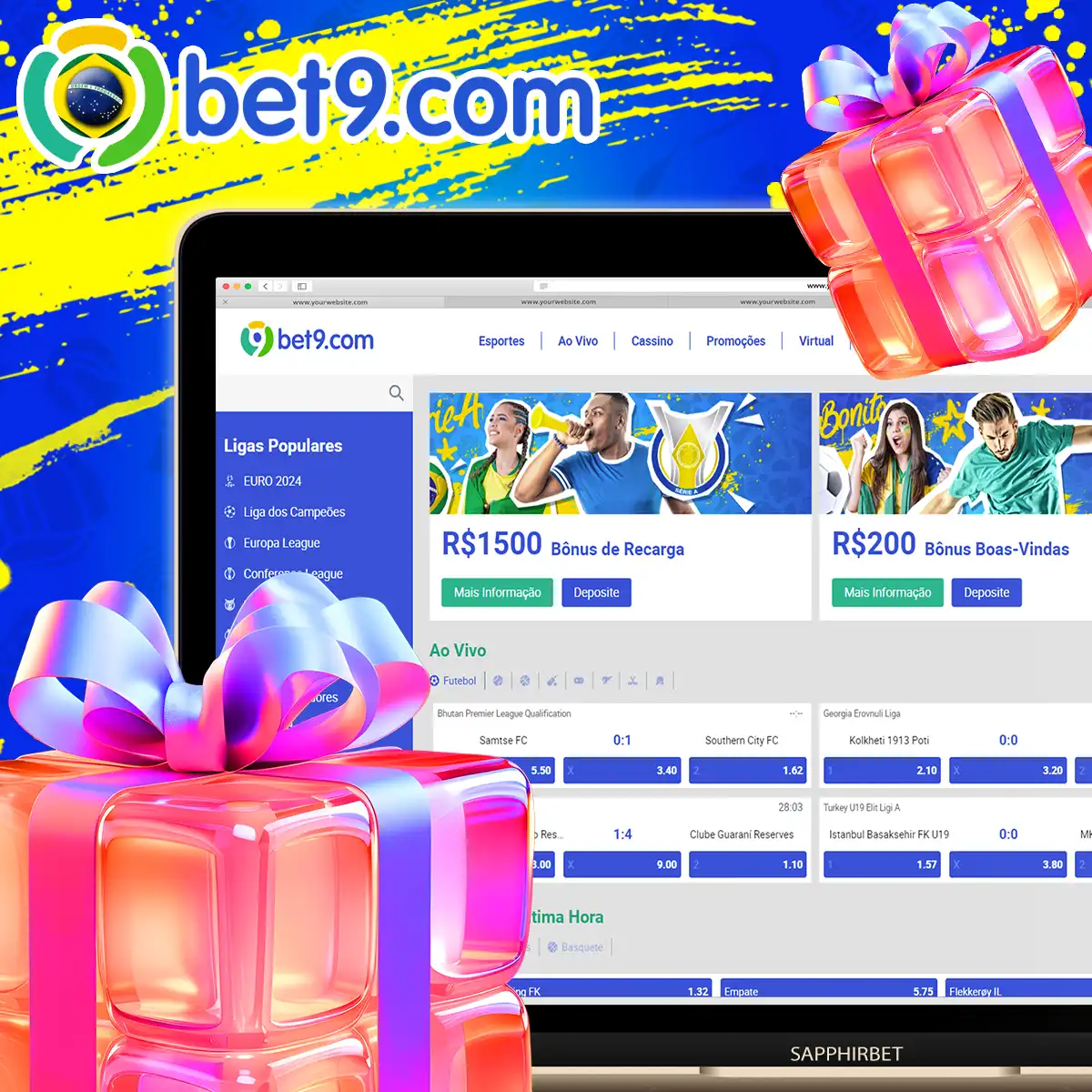 Bônus esportivo na plataforma Bet9 no Brasil.