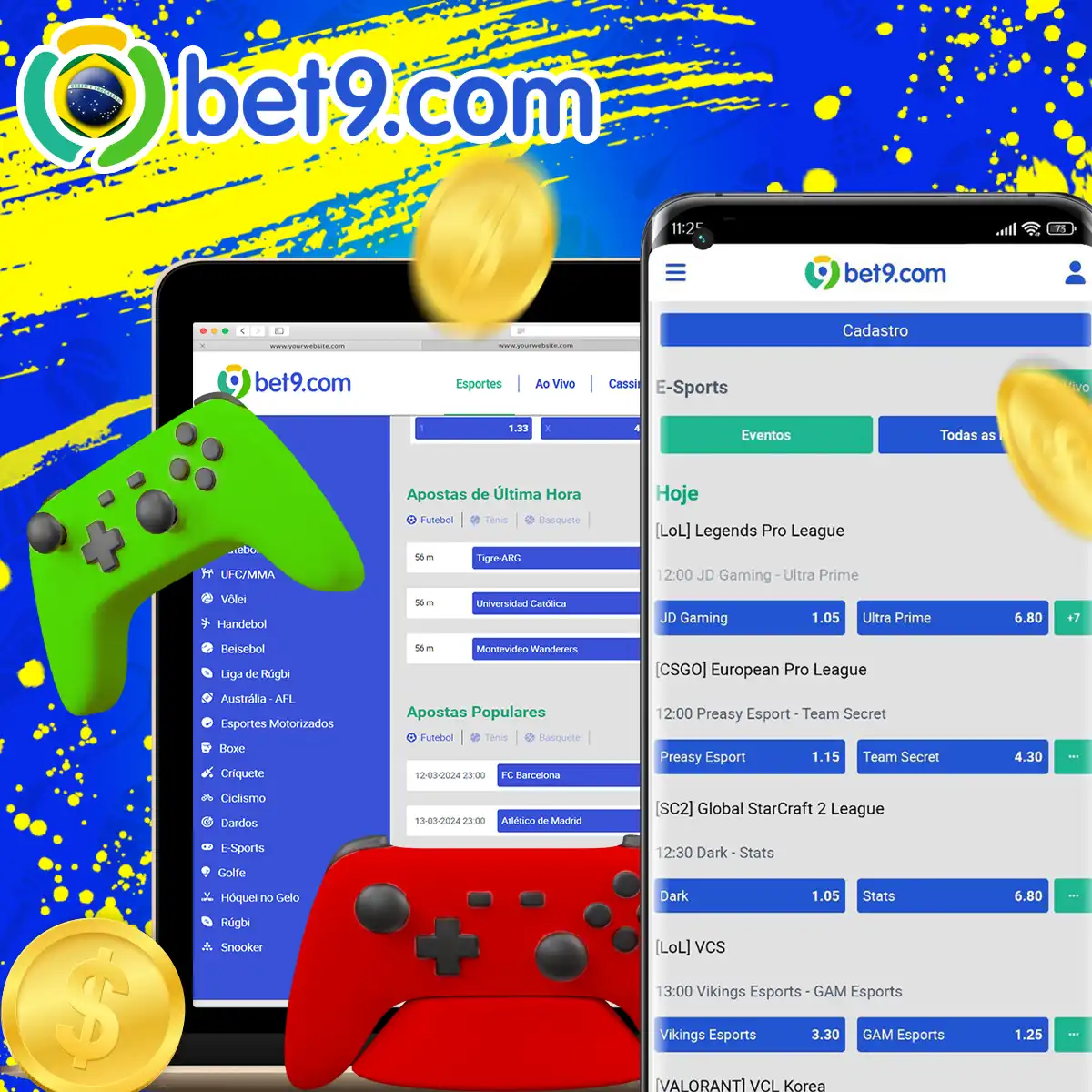 Apostas em eSports na plataforma Bet9 no Brasil.