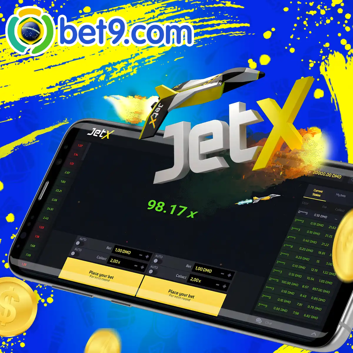 JetX na plataforma Bet9 no Brasil.