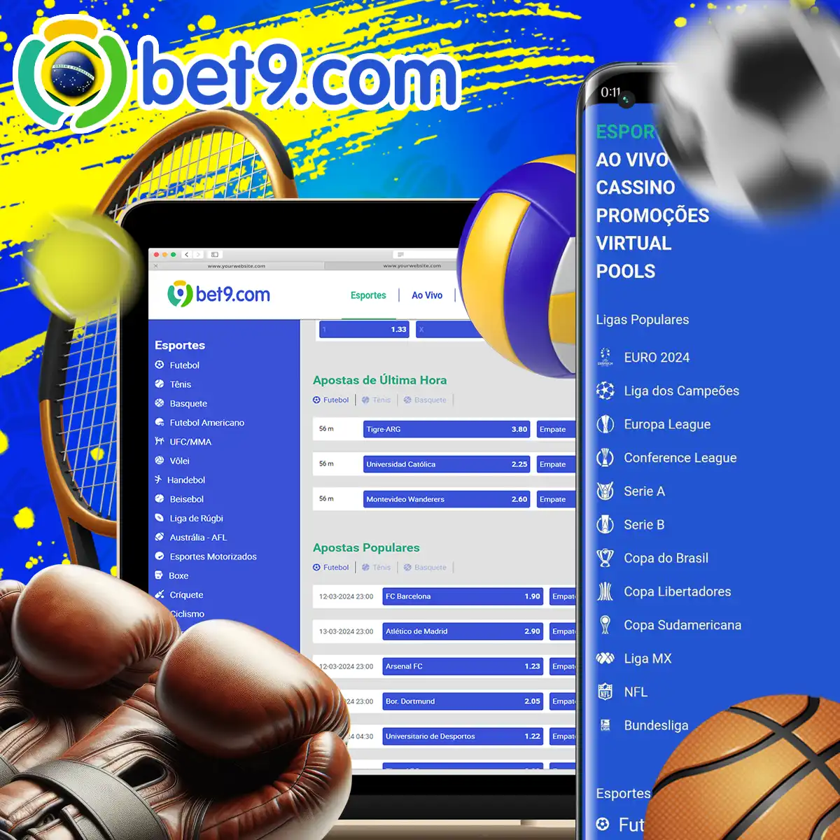 Mercados de apostas na plataforma Bet9 no Brasil