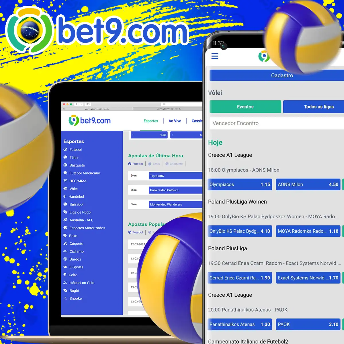 Vôlei na plataforma Bet9.